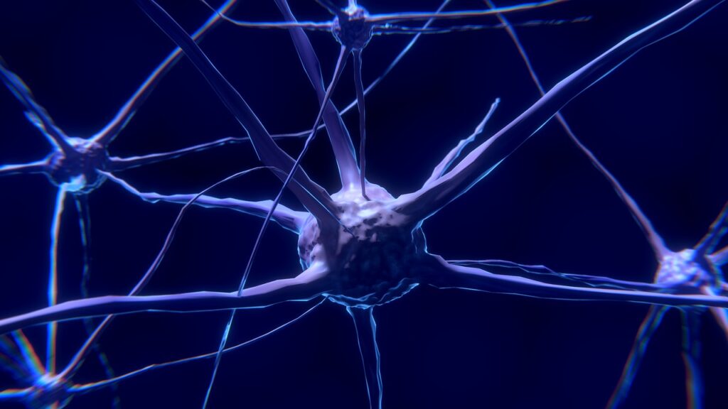 Medical Marijuana Close-up of a dark blue neuron, representing Neuropathy treatment with medical marijuana by Zen Cannabis Clinic.